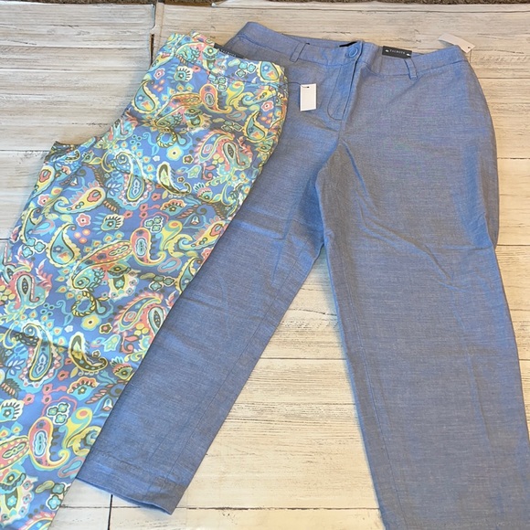 Talbots Pants - TALBOTS perfect crop pant slim leg 10 PETITE paisley & blue SPRING!